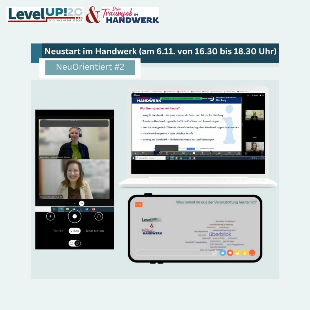Das Bild zeigt ein Visual mit Eindrücken des Online-Events.